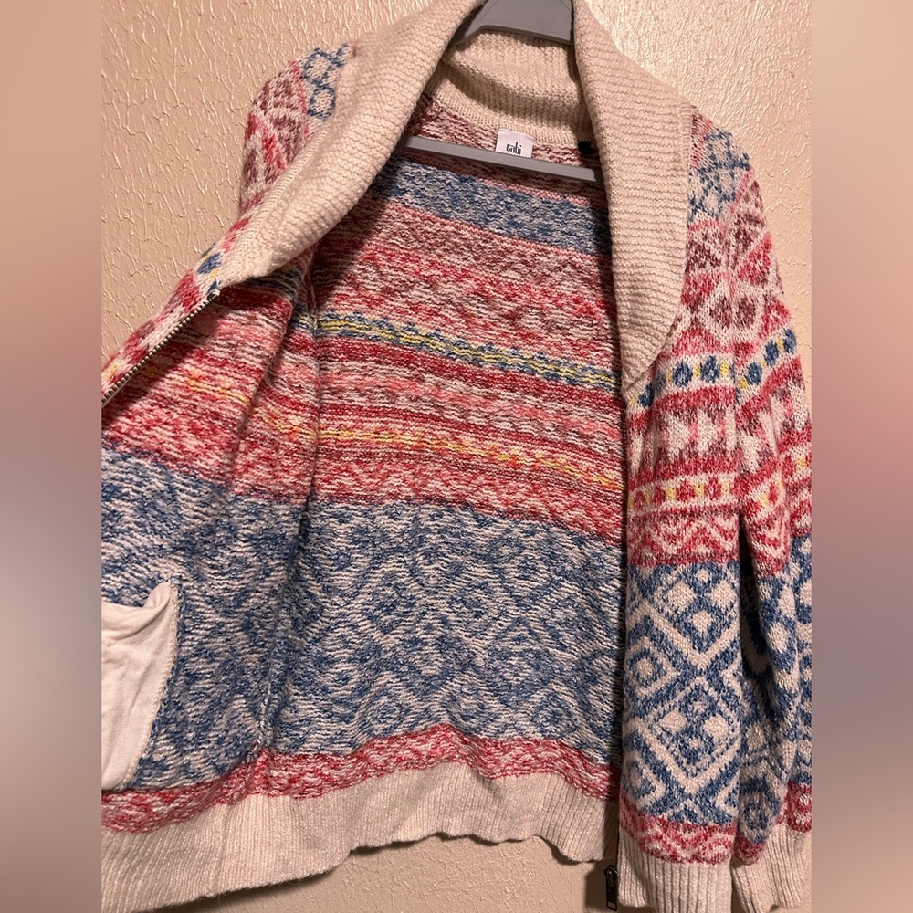 Cabi Colorful Cozy Highlands Zip Up Cardigan Size Large‎ Multicolored - Picture 4 of 9